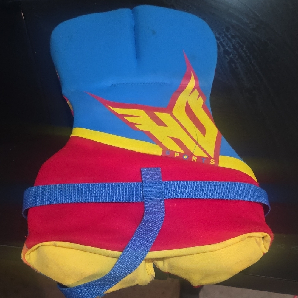 Kids Swim Vest - Red and Multicolor